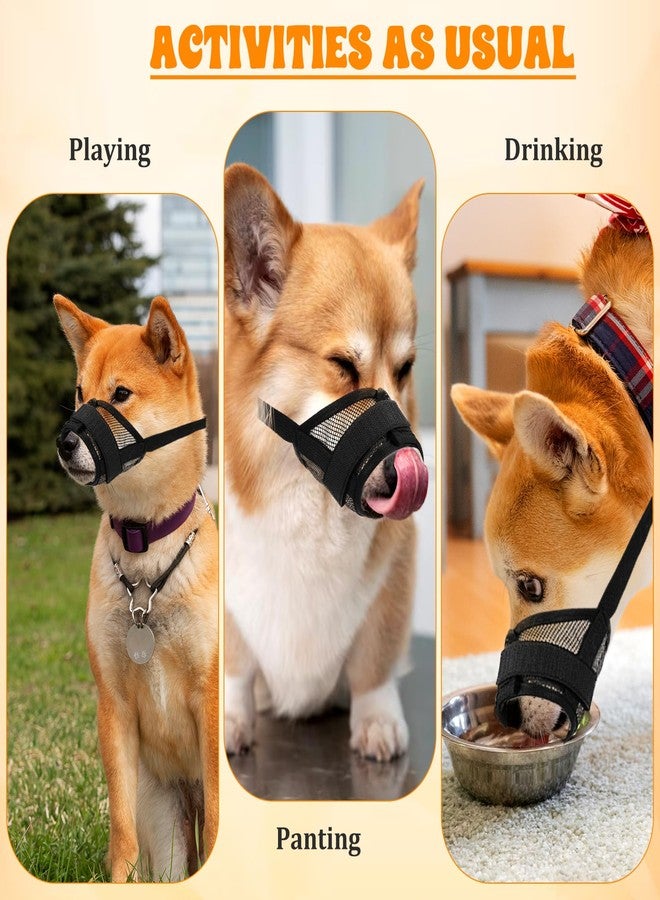 ElevateTech 3Pcs Dog Muzzle Soft Mesh Muzzle for Small Medium Large Dogs Adjustable Strap Breathable Dog Mouth Guard Anti Biting Barking Chewing Suitable Pets Walking Camping 3 Sizes (Black S M L) - Image 5